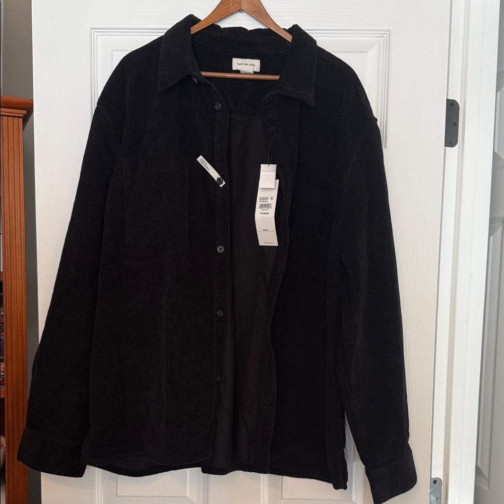 Black Calvin Klein Corduroy Button-Up Shirt